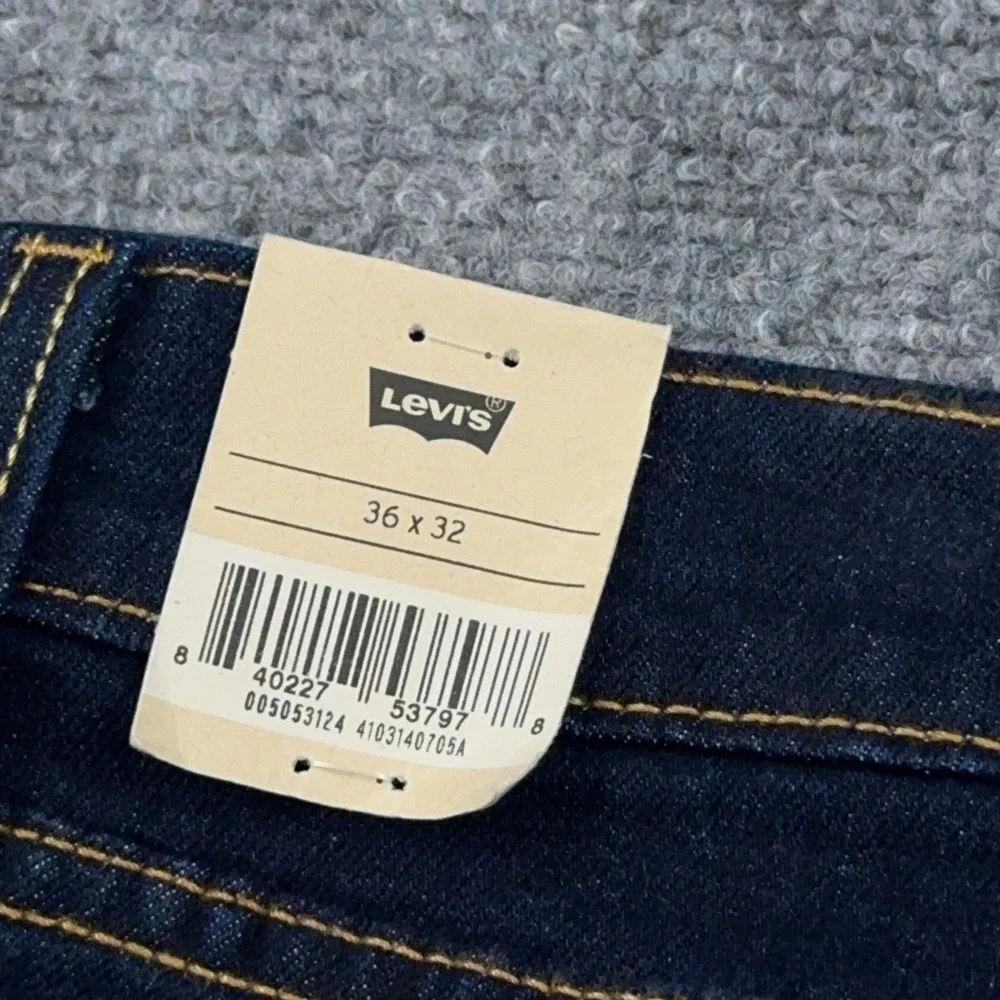 NEW Levi's 505 Jeans Mens 36x32 Regular Fit Dark Wash Indigo Stretch Denim